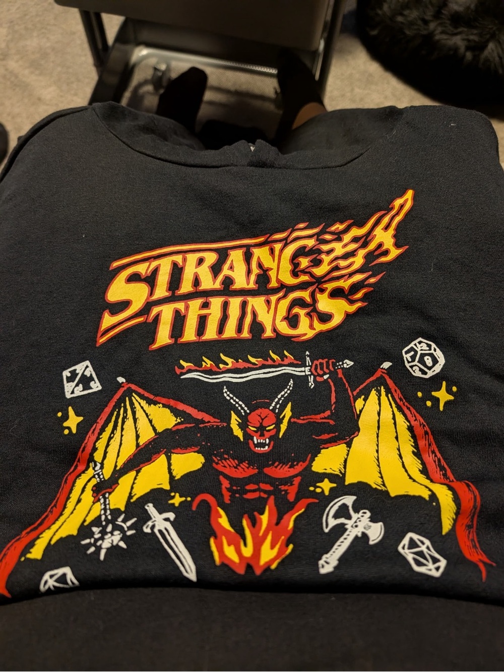 Men’s Black Stranger Things Graphic Pullover Hoodie